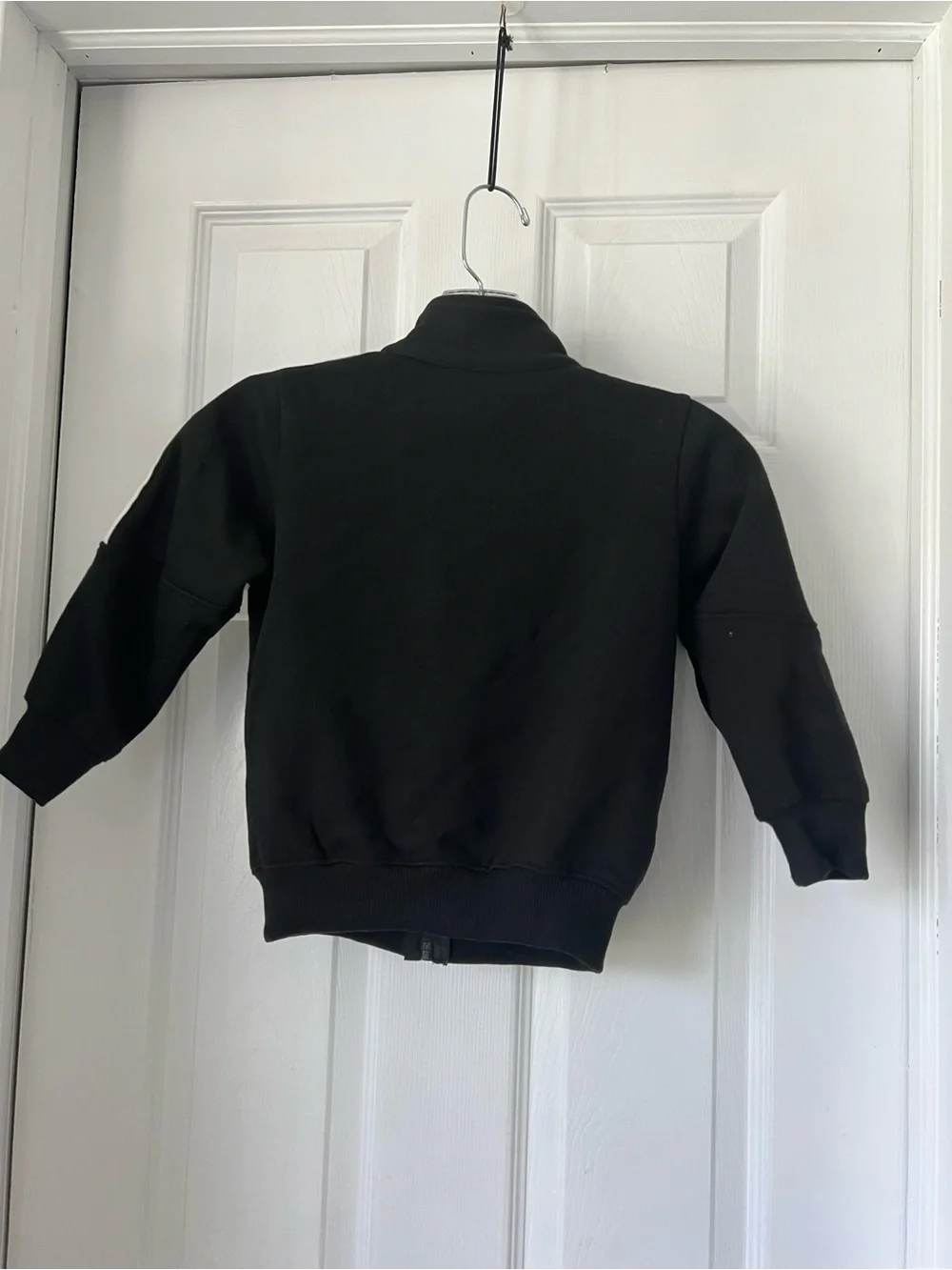 adidas Black Kids Zip Hoodie with White Three-Stripes